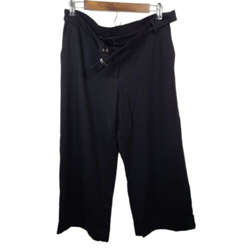 J Jill Ponte Knit Full Leg Black Crop Pant Womens Medium Petite